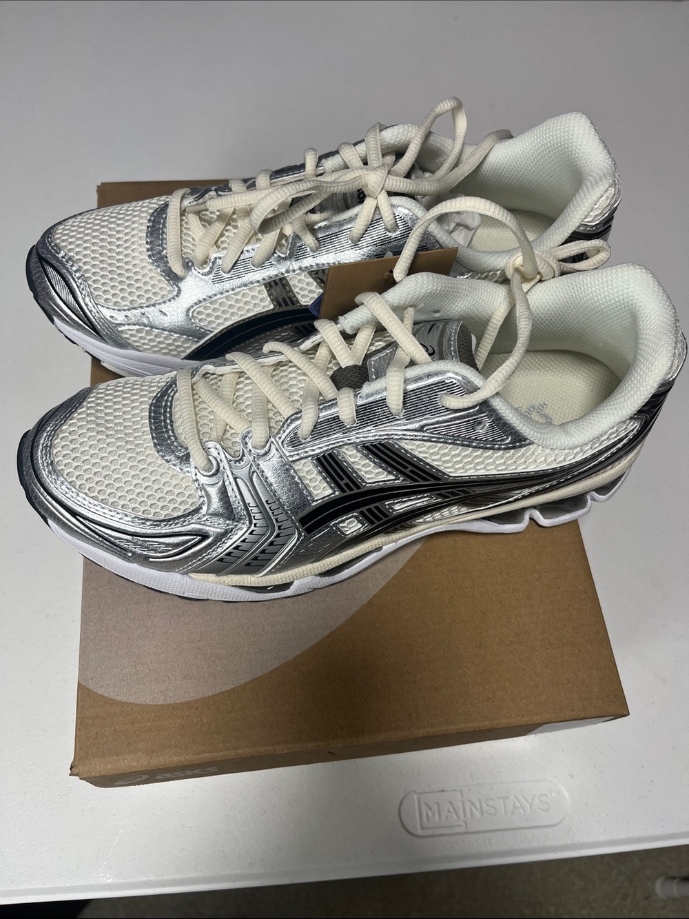 Asics Silver and Cream Running Sneakers size 9